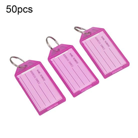 50Pcs Key Tags Bright Colors Plastic Waterproof Writable Hotel Key Organizer with Detachable Metal Rings Crack-resistant Key Labels Hotel Office Key