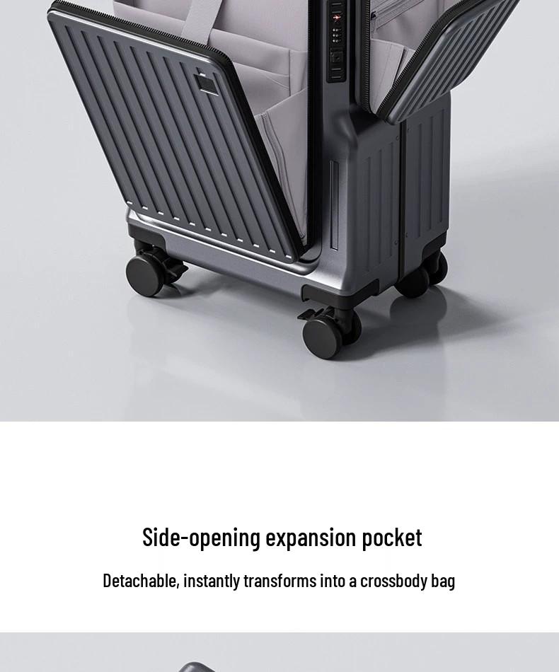 20-Inch Stylish Front-Opening Carry-On Suitcase for Short Trips and Business Travel