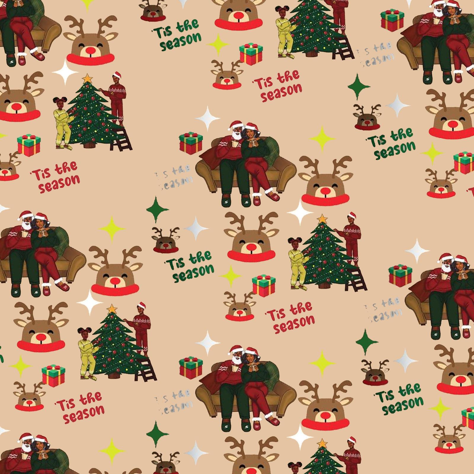 

Home For The Holidays Black Santa Wrapping Paper,Fun Christmas Gift Wrapping Paper One Size