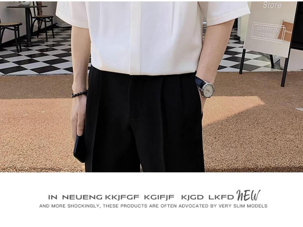 Men's Casual Summer Stand Collar Ice Silk Shirt Suit - Chinese Inspired Design