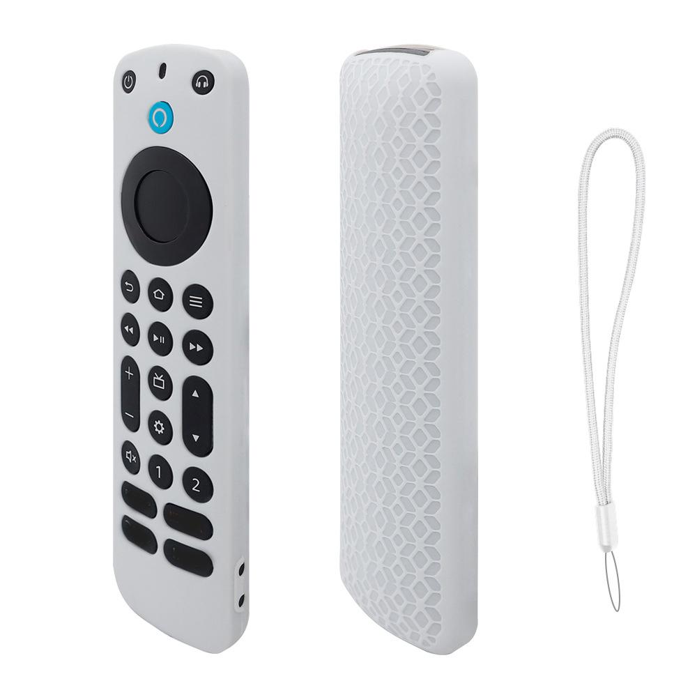 Soft Silicone TV Remote Control Cover Durable Anti Lost Shockproof Case Sleeve For 2022 Alexa Voice Remote Pro белый