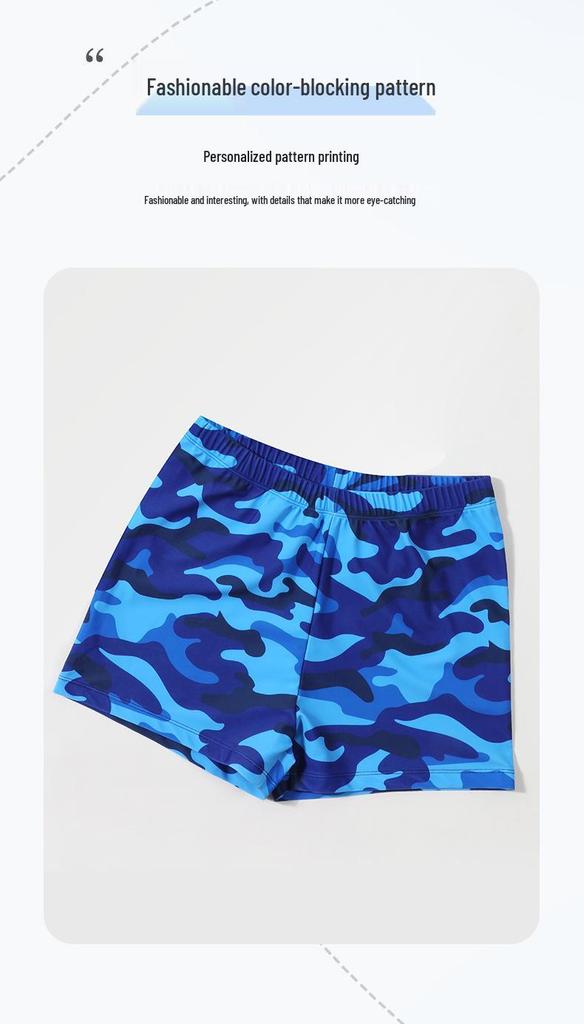 Customizable Quick-Dry Camouflage Swimwear: Boys' Plus Size Two-Piece Swimsuit for Kids
