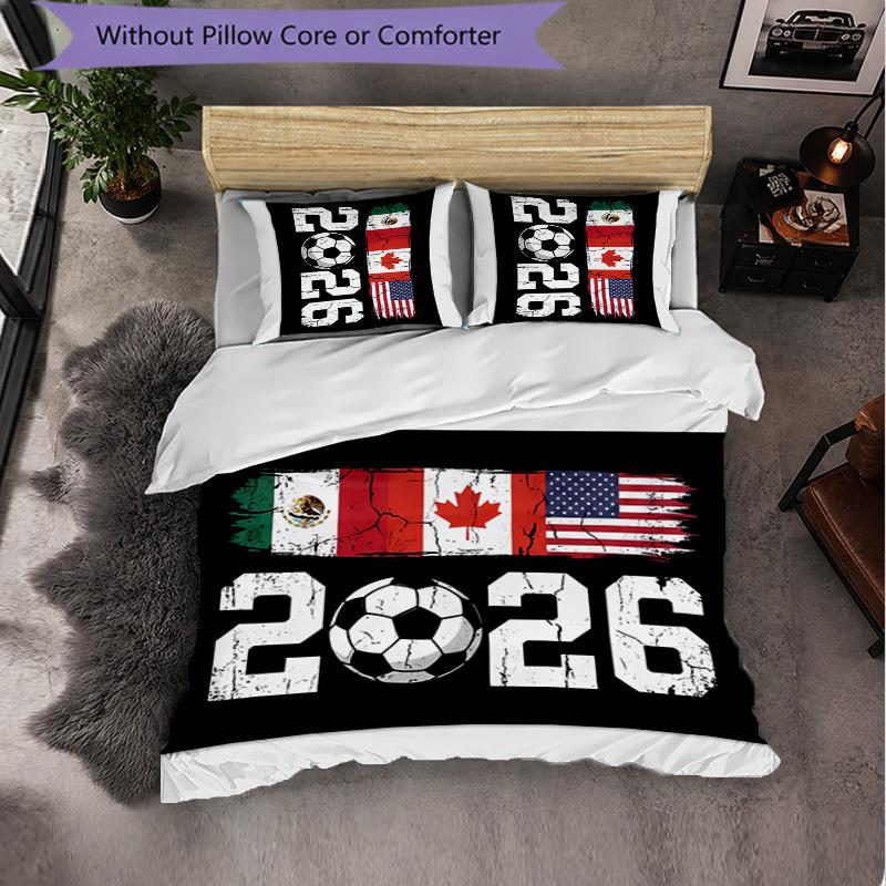 Set Biancheria da Letto a 3 Pezzi Nazionale di Calcio Inglese Morbido Set Copripiumino con Federe Set Decorazione Camera da Letto per la Casa