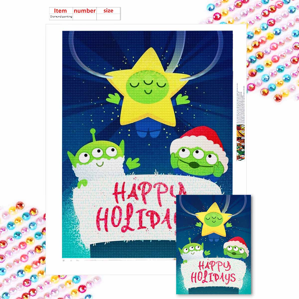 

5D Алмазная живопись своими руками Счастливых праздников Полная выкладка Стразы Мозаика Вышивка Изделия ручной работы Домашний декор Подарок Round 20x30cm