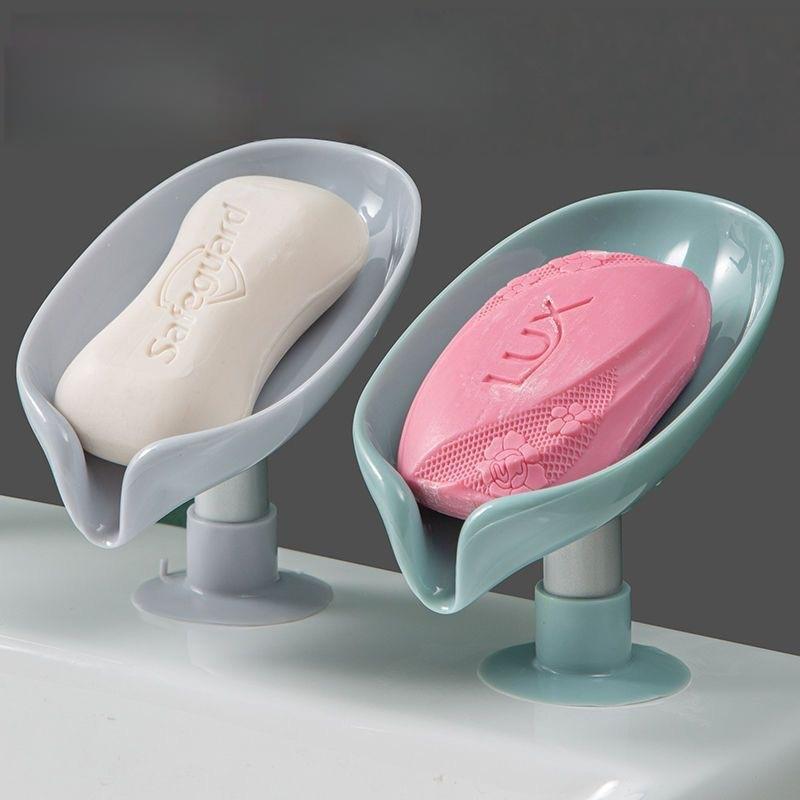 

Leaf Shape Soap Dish Drain Soap Holder Suction Cup for Bathroom Kitchen