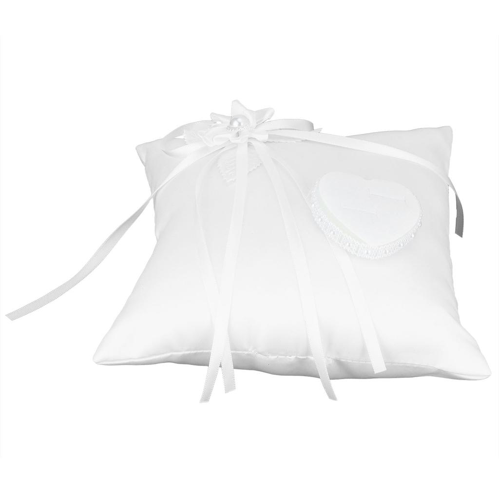 Polštář s bílým prstenem Kamélie ve tvaru srdce prstenový polštářek svatební potřeby pro svatbu večírku