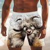 Pantaloncini da Spiaggia Divertenti con Stampa Grafica Cartoon di Anatra e Gatto, Asciugatura Rapida, Coulisse, Vita Elastica, Pantaloncini Sportivi