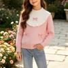 Girls' Knit Sweater with Round Neck Long Sleeve Pullover