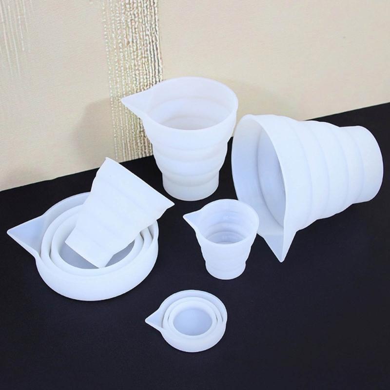 Silicone Resin Measure Cup Mold Collapsible Measuring Cups for Epoxy Casting Mold Folding Mixing Cup Mould Jewelry Craft