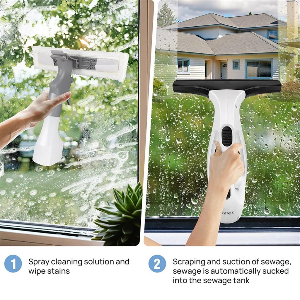 Cordless Cleaner Handle Rechargeable Squeegee Element with Water Tank,Window Washer with Bottle EU Plug