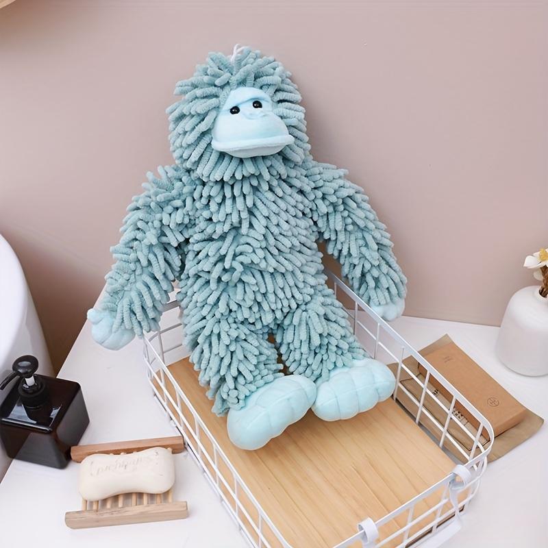 1pc Cute Gorilla-Shaped Hand Towel Soft Chenille, Absorbent Kitchen Bathroom Towel with 100% Polyester, Modern Home Decor, Durable Stylish Gift Idea,
