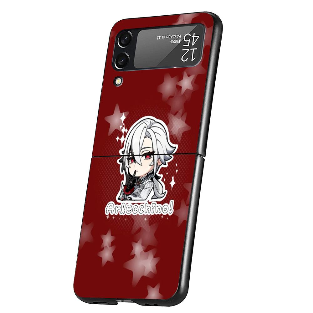 Arlecchino Genshin Impact Cover Phone Case For Samsung Galaxy Z Flip 7 6 5 4 3 5G Flip7 Flip6 Flip5 Flip4 Flip3 Black Fundas She