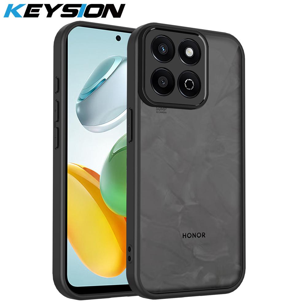 

KEYSION Matte Translucent Black Phone Case for HONOR X7d 5G Silicone+PC Clear Shockproof Back Cover for Honor 400 Smart 5G for Honor 400 Smart 5G чёрный