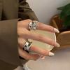 Vintage Silver Color Irregular Handmade Opening Ring for Women Fashion Geometric Wide Punk Metal Rings Jewelry Gifts New