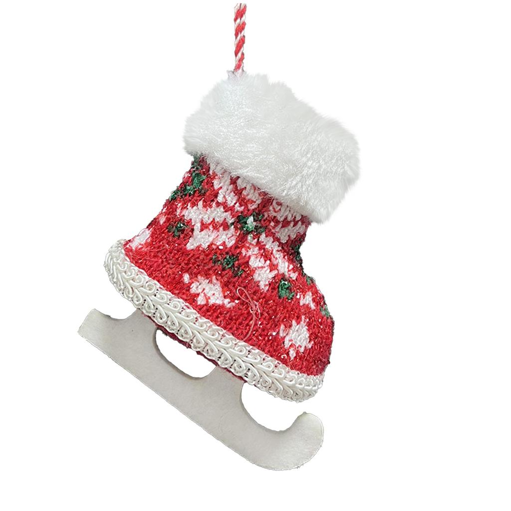Weihnachtsdekoration, gestrickt, Plüsch, Schlittschuhe, Schlittschuhe, Anhänger, Weihnachtsbaum-Dekoration, Anhänger