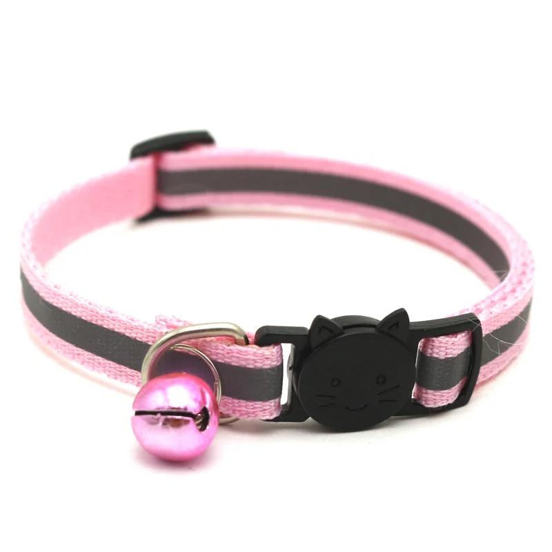 Safety Breakaway Cat Dog Collar Neck Strap Reflective Nylon Kitten Puppy Pet with Colorful Bell Puppy Pet Leash Accessories