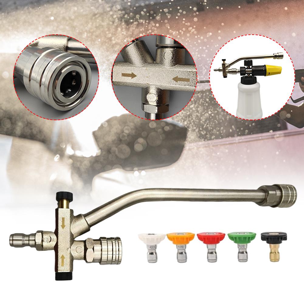 Dual Valve Foam Gun Dual Valve 1/4 Quick Connect Foam Lance Nozzle Stainless Steel Dual Purpose Switch for High Pressure Washer