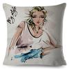Fashion Woman Art Pillowcase Double Print Boho Lady Cushion Cover Soft Plush Portrait Pillowcase Home Decor