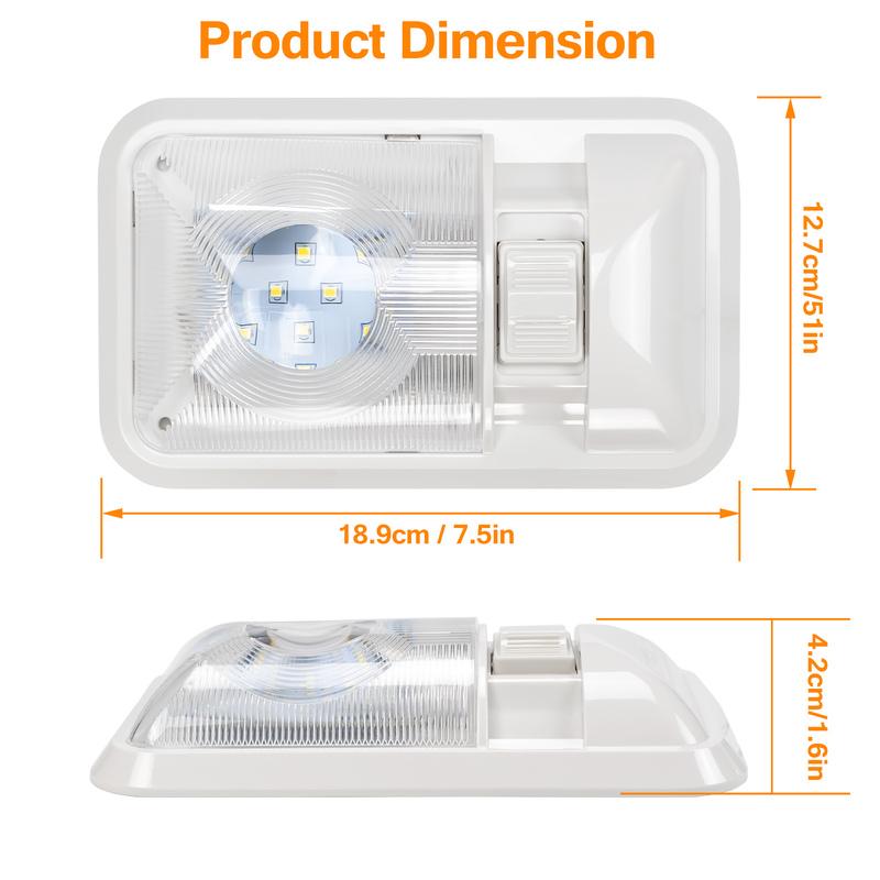 RV Ceiling Dome Single Light 24LED Adjustable Interior Lighting for Car Marine Boat Trailer Camper Vans Natural White 4000-4500K