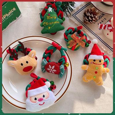 Christmas Elk & Santa Claus Elastic Hair Tie & Headband Set