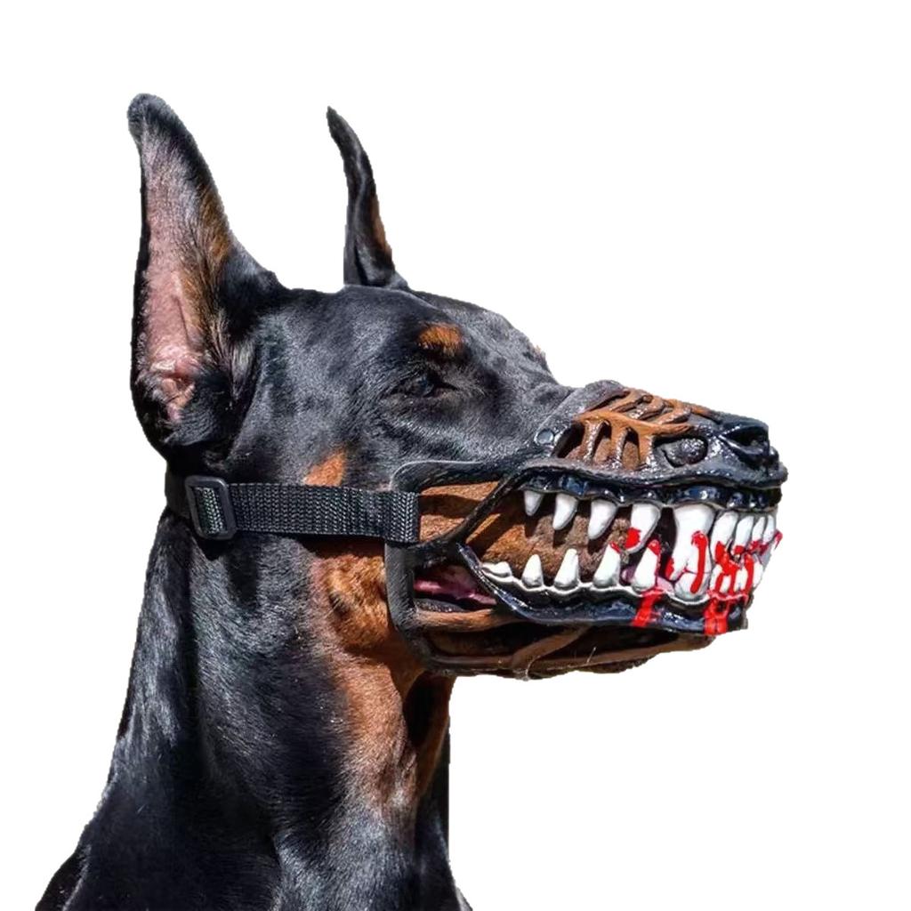 Horror Animal Muzzle with Bloody Fangs Latex Head Mask Halloween Haunted House Escape Room Prank Party Prop Supply