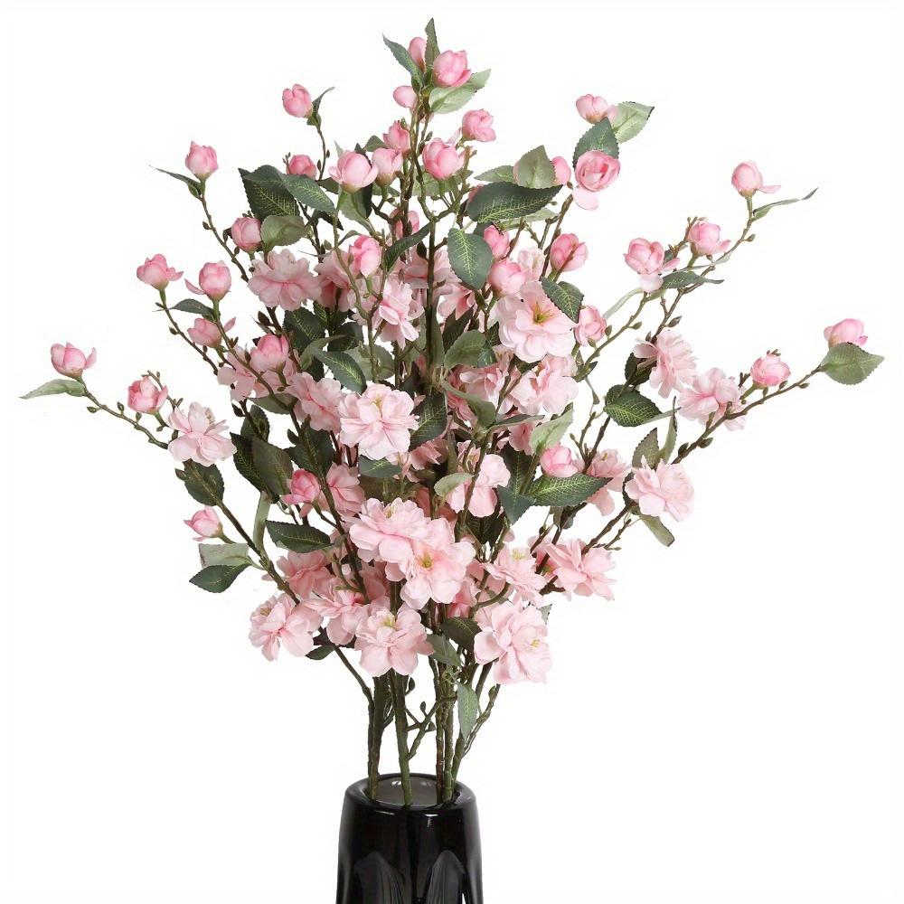6 Pcs 90cm Silk Blossom Fake Flower Branches Artificial Camellia Flower with Long Stem for Home Wedding Arrangement Party Table Centerpiece Decoration