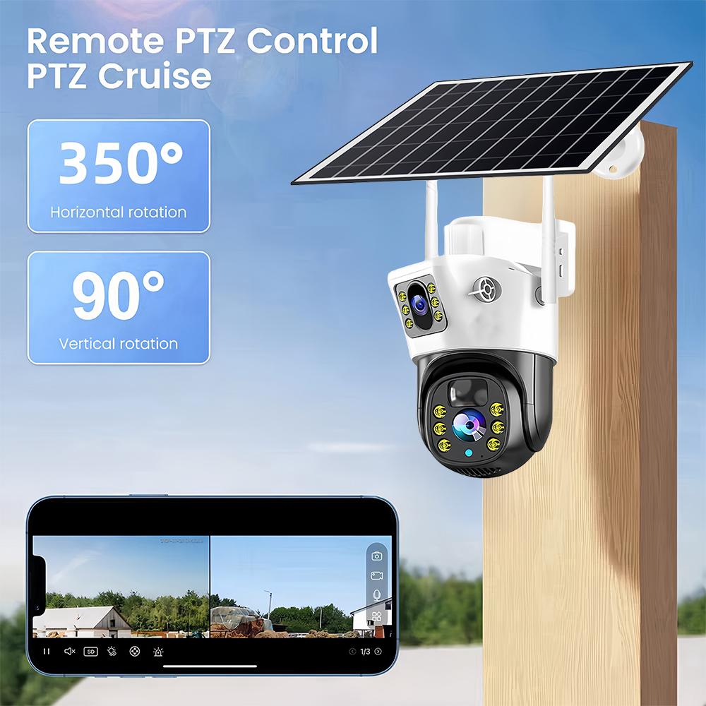 4K 8MP 4G SIM Card Built-in Battery Solar Outdoor CCTV Surveillance PTZ Waterproof Humanoid PIR Auto-tracking Camera