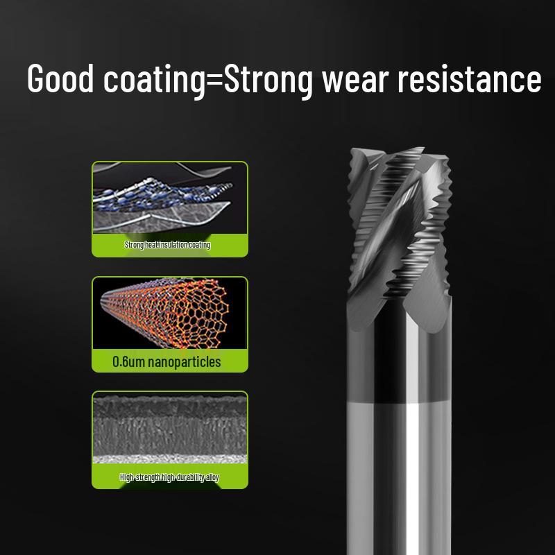 65° Tungsten Steel 3-Flute U-Groove Roughing End Mill for Aluminum, High-Gloss Alloy, Short Blade, Multi-Color Finish