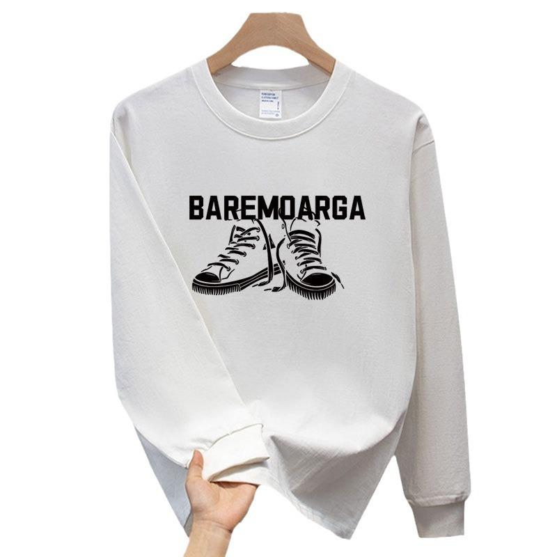 American Heavy Trendy Brand Pure Cotton Printing Men'S Long-Sleeved T-Shirt Spring And Autumn Sweater Casual Round Neck High-End T-Shirt