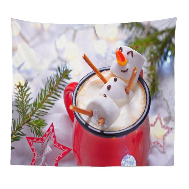 Christmas Snowman Tapestry - Festive Living Room Wall Hanging, Polyester Fabric Décor