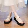 Fashion CRLAYDK Slides Sandals for Women Platform Strap Beach Flip Flops Fashion Soft Leather Walking Slippers Summer Casual Slides