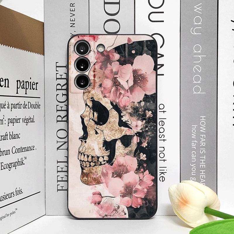 

Retro Gothic Night Flower Skull Head Printed Phone Case for Samsung Galaxy S26 S25 S24+ S23 Ultra S22 Plus S20 S21 FE Soft Cover Galaxy S23+
