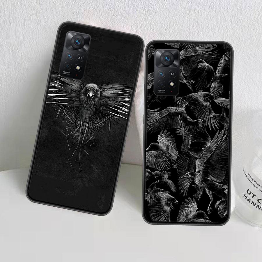 Raven Crow Skull Pattern Phone Case For Xiaomi Redmi Note 12 Plus 12S 11 11T Pro 5G 11E 11S 4G 10 10S 9 9S 9T 8 8T 7 6 5 Cover S