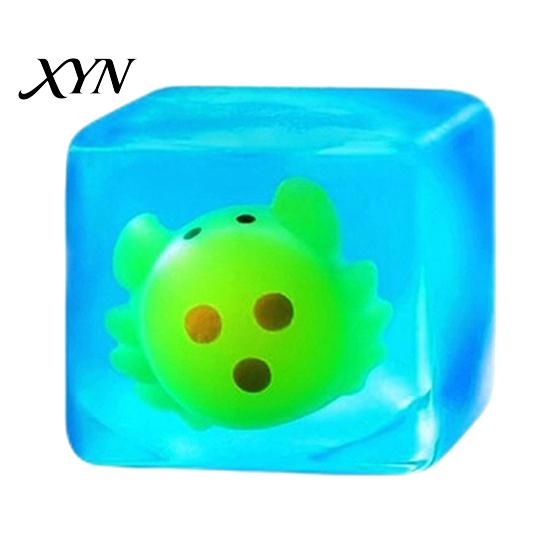 Cube Sensory Toy Glow-in-the-Dark Stress Toy, Relief Squeeze Marine Animal Balls Clear with Luminous Sea Inside Transparent