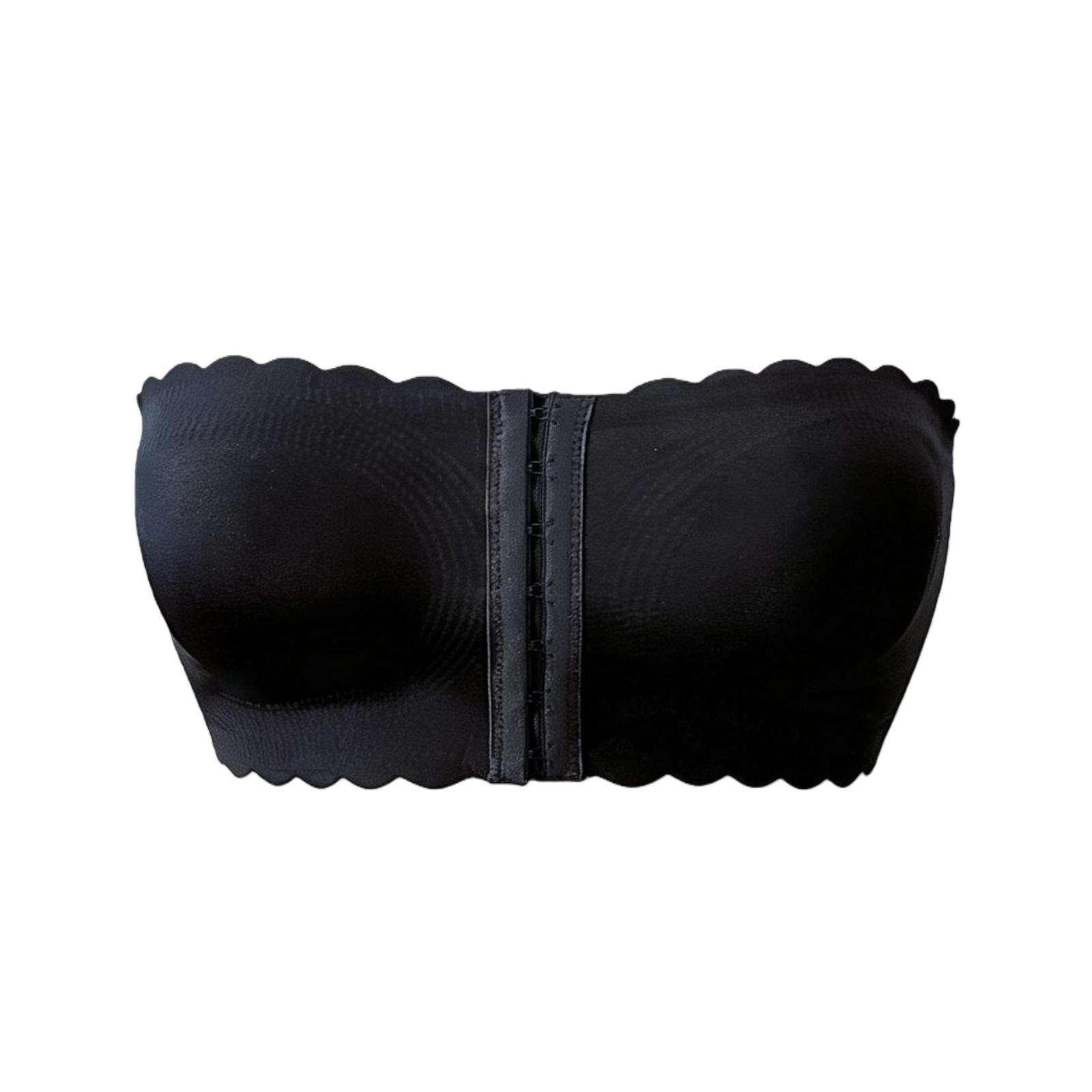 Бесшовный невидимый бюстгальтер Zeriluna без бретелей с передней застежкой XL чёрный