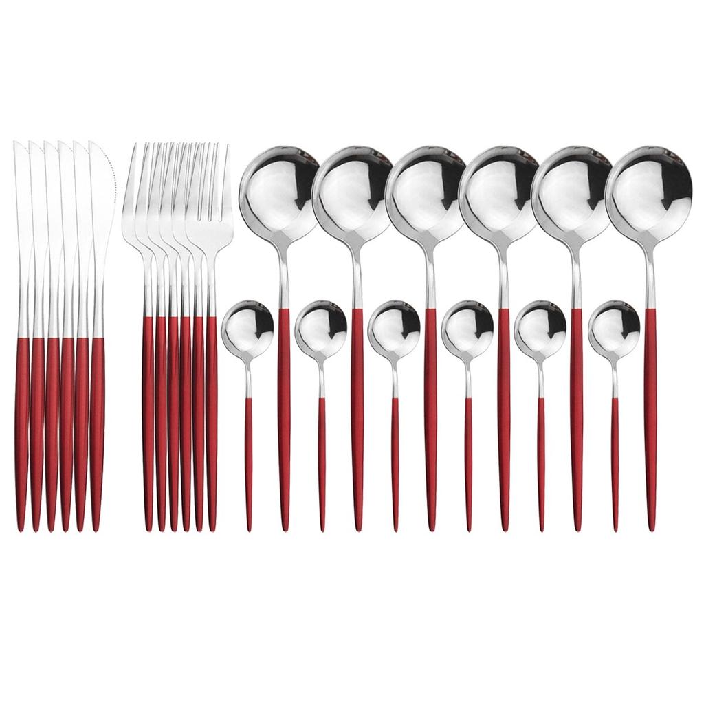 24Pcs Stainless Steel Dinnerware Cutlery Set Knives Forks Coffee Spoon Dinner Tableware Kitchen Utensils Flatware Set