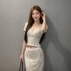 Womens V-Neck Lace Top Midi Skirt Set 2026 Casual Two-Piece Outfit Boho Chic Short Sleeve