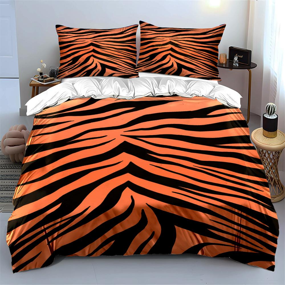 Tiger Stripe Pattern 3-Piece Bedding Set Bedding set (1 duvet cover, 2 pillowcases, duvet not included)