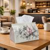1pc Classic Artistic Sketch Tissue Box with Peony Flower Line Art Grey Pink-Fabric Napkin Storage Organizer for Kitchen,Car,Elegant Decorative Box,Pur