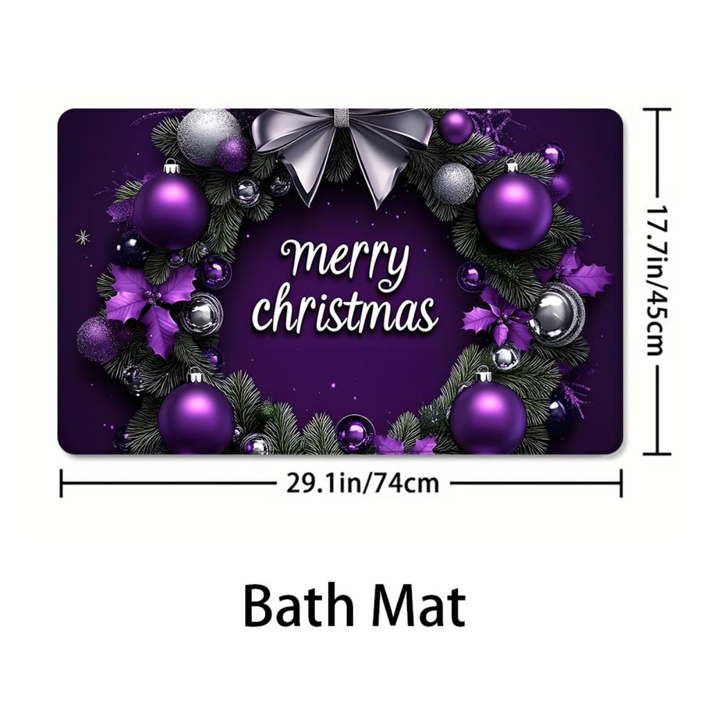 4Pcs Christmas Shower Curtain Set with Non-Slip Bath Mat, Toilet Lid Cover, Contour Rug & 12 Hooks, Bathroom Decor
