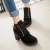 Fashion Boots Women Shoes Women Fashion High Heel Lace Up Ankle Boots Ladies Buckle Platform Artificial Leather Shoes bota feminina2025
