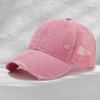 Washed mesh cap soft top light plate holes summer breathable sun protection new casual hollow mesh cap embroidery