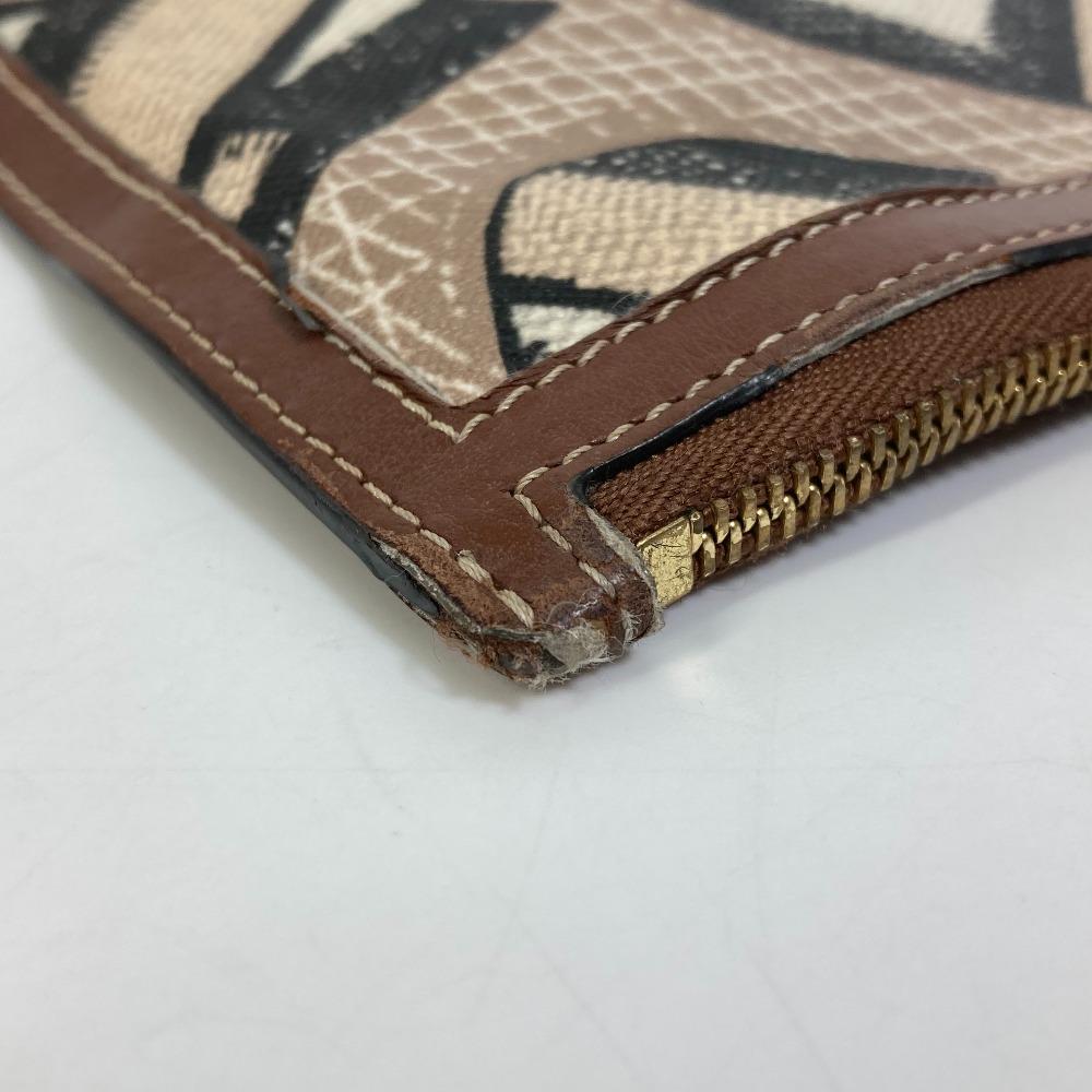 BURBERRY bag TB whole pattern fastener zip Clutch bag PVC/Leather Brown