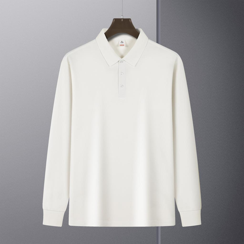 Lapel Long-sleeved POLO Shirt Men's Light Plate Long-sleeved T-shirt Middle-aged and Young Business Casual Long-sleeved Sweater Bottoming Shirt