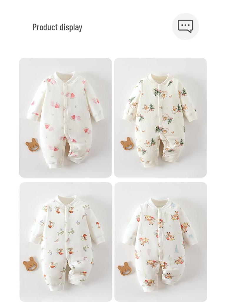 Unisex Baby Quilted Cotton Jacket & Jumpsuit - 120g Warm Autumn/Winter Bodysuit for Infants