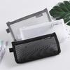 1PC Makeup Bags Case White Gray Black Large Capacity Mash Transparent Cosmetic Brush Bags Students Long Style Nylon Pencil Case