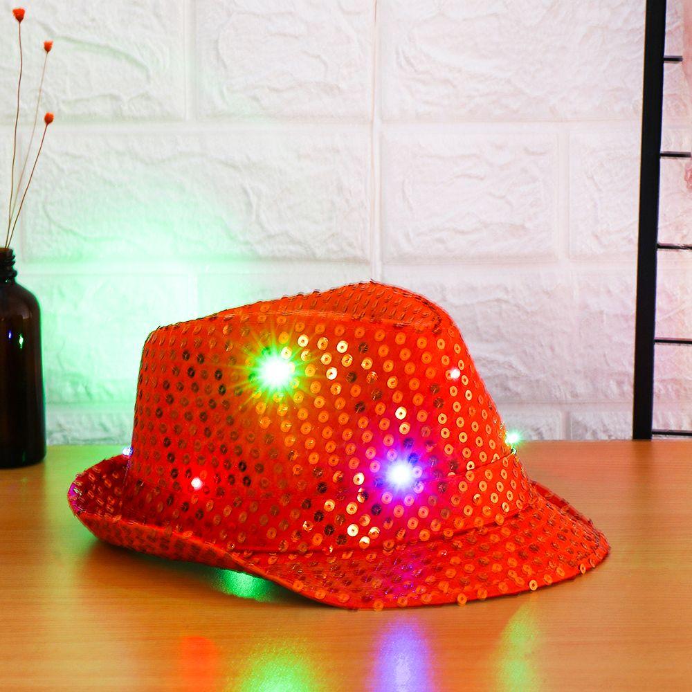 

Унісекс Світлодіодний Капелюх Джаз, що Блимає, Федора, Трілбі, Панама з Паєтками