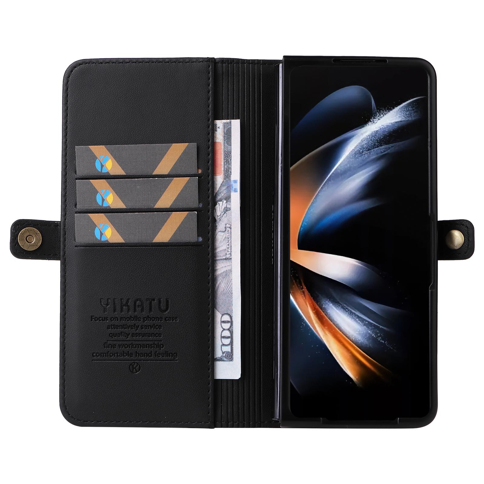 

YIKATU YK- 001 for Samsung Galaxy Z Fold6 5G Case PU Leather Strong Magnetic Flip Hone Cover Wine Red