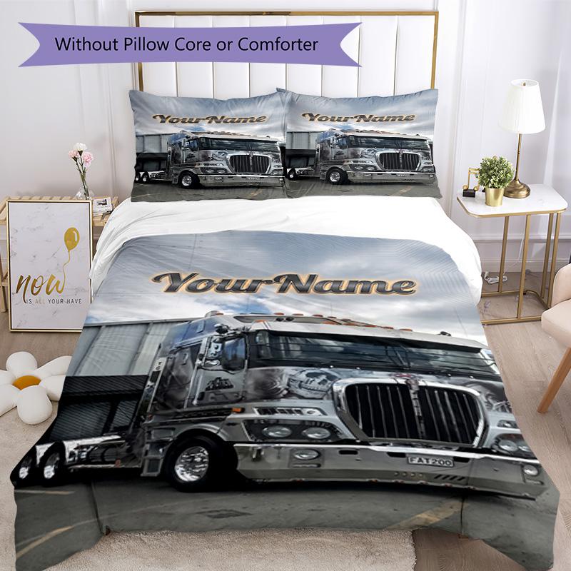 Kw Heavy Trucks Customize Your Name Bedding Set Breathable Duvet Cover with Pillowcases Home Decoration Birthday Gift
