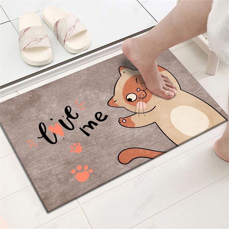 Cartoon Cat Calf Rabbit Floor Mat Bathroom Absorbent Foot Door Mat Anti Slip Decor Entrance Mat